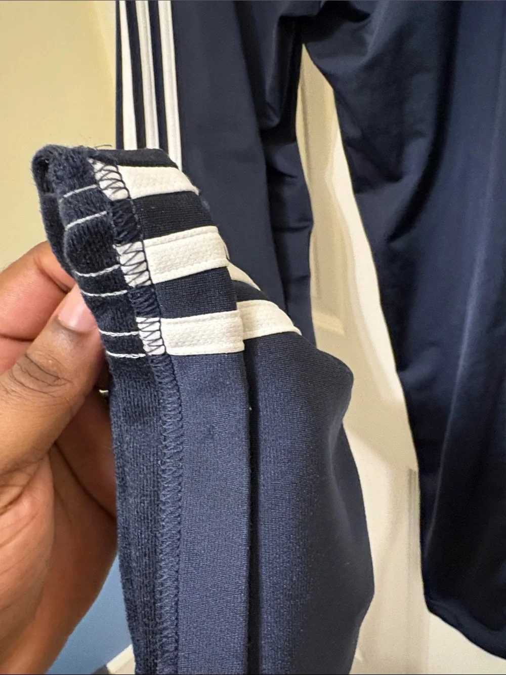 Adidas Navy Athletic Track Pants with 3 Stripes